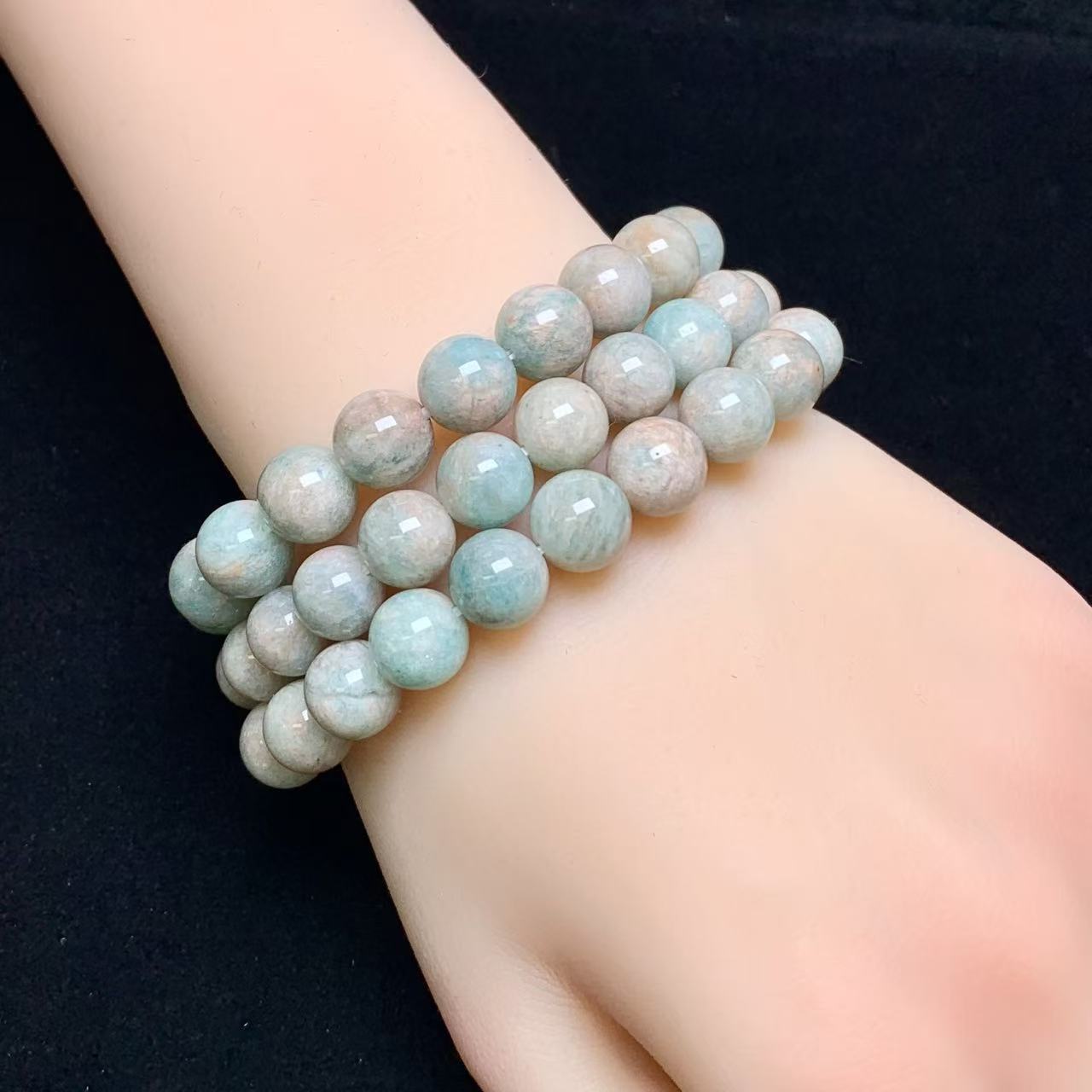 Amazonite symbiosis pink sakura rain rhodonited bracelet 9mm 1pc (SL941)
