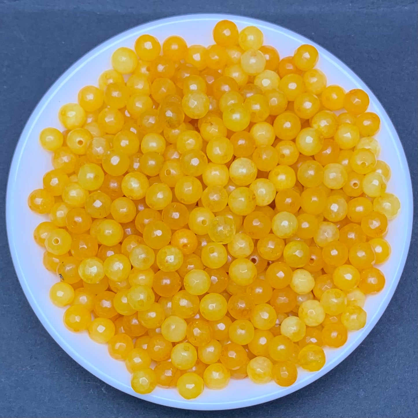 Lemon Yellow Chalcedony Facet(dved) BUY 1 GET 1 FREE bead 168pcs_ 6mm 1 bowl(BOGO7)