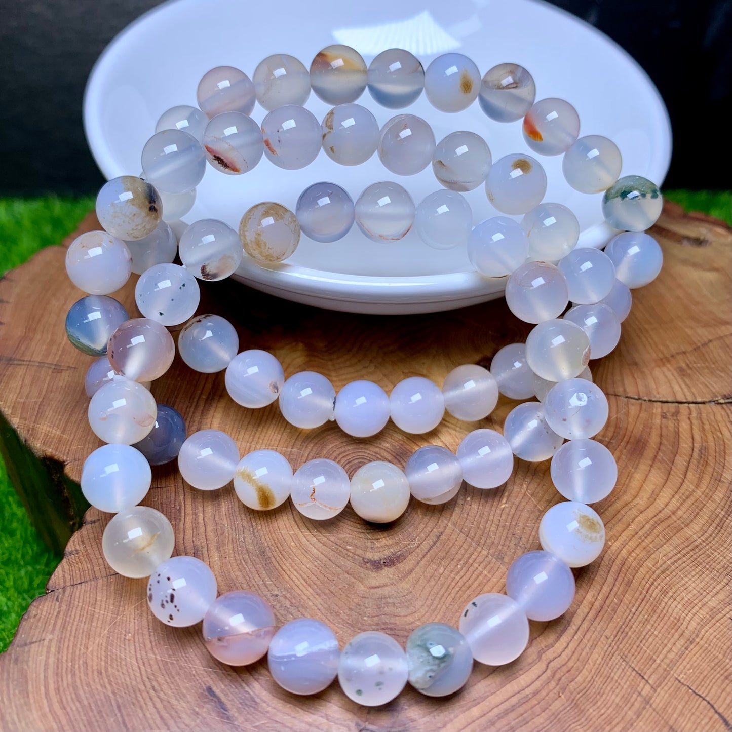 Black Flower Agate Bracelet 8mm 1pc (SL212)