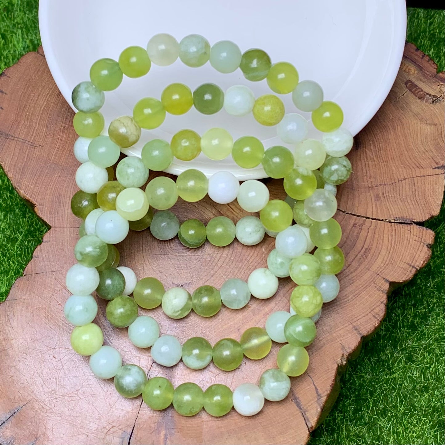 Milky Xiu Jade Bracelet 8mm 1pc (SL284)