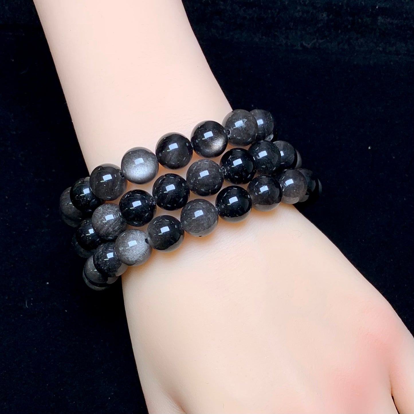 Silver obsidian bracelet 10mm 1pc(SL347)