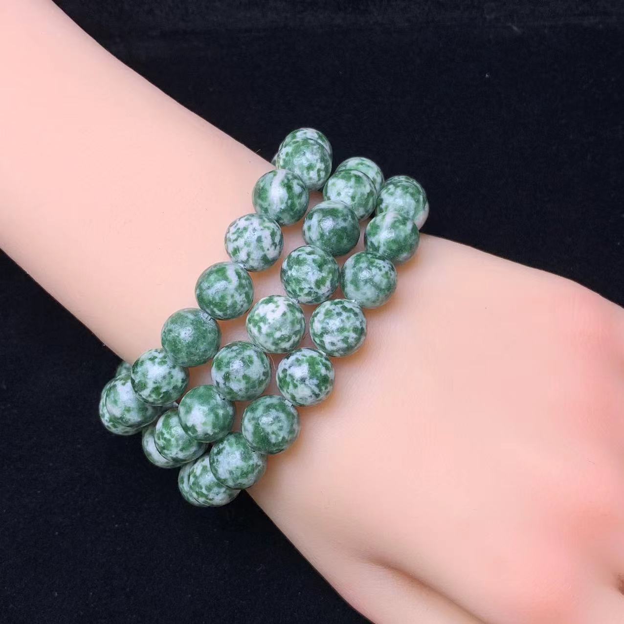 Green Dots Jasper Bracelet 10mm 1pc (SL341)