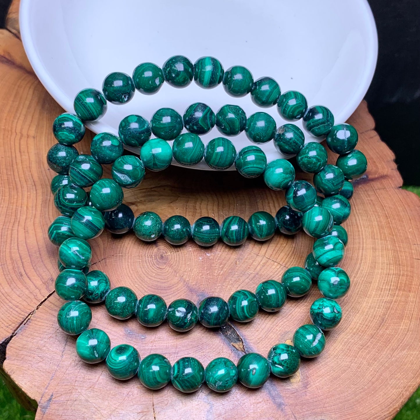 Malachite(with natural crackle) bracelet 8mm 1pc(SL543)
