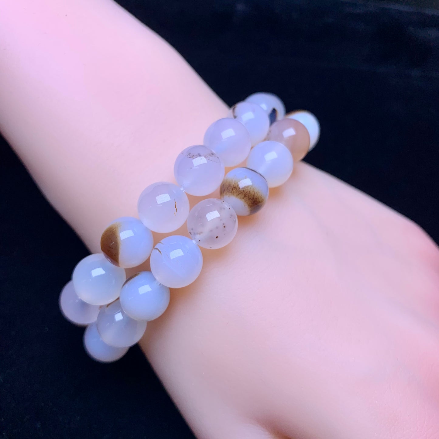 Black Flower Agate Bracelet 10mm 1pc (SL598)