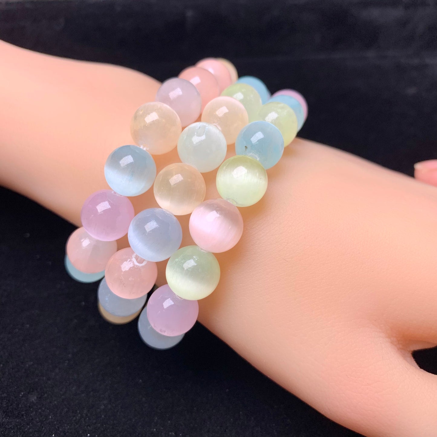 Macaron selenite(dyed) Bracelet 10mm 1pc(SL588)