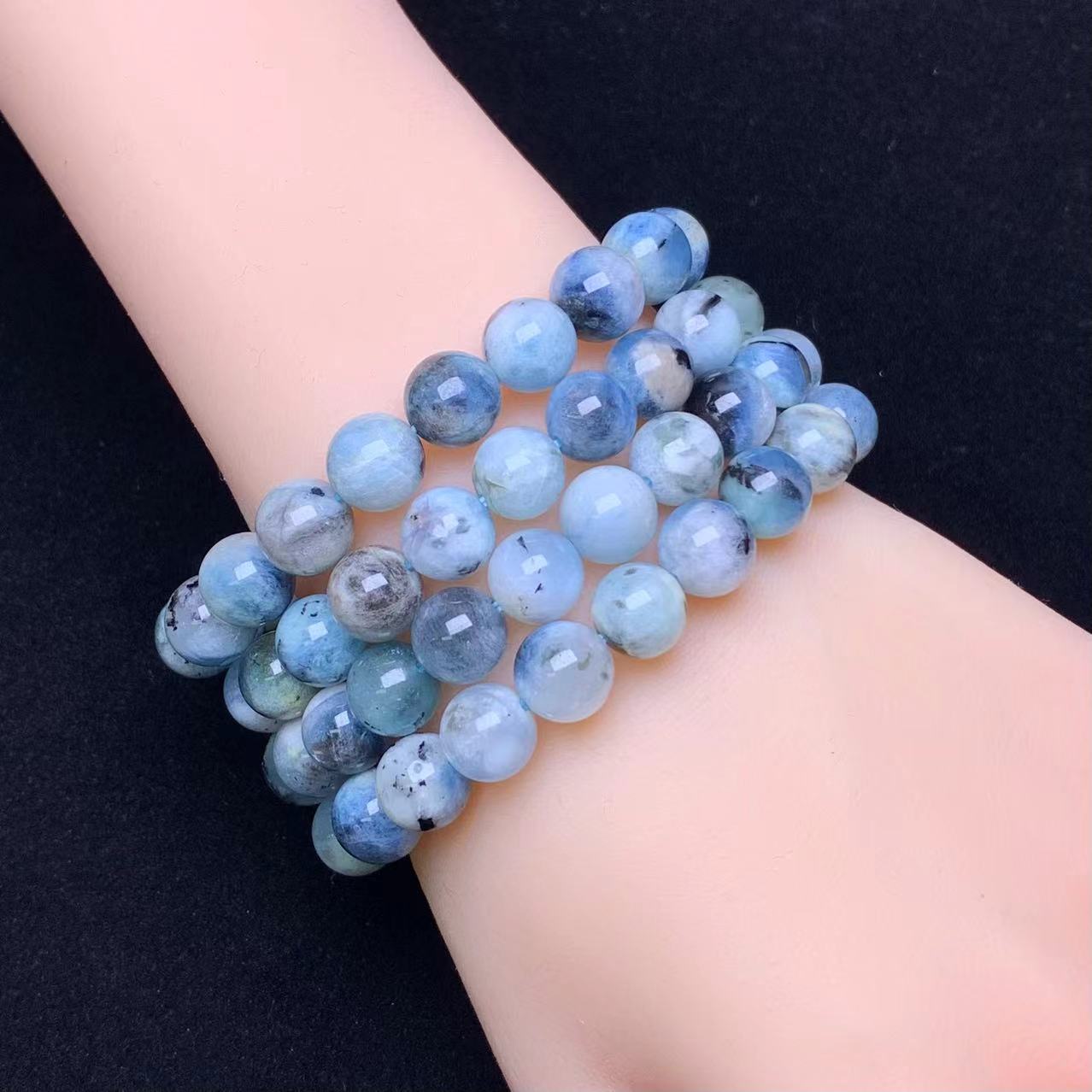 Teufel Aquamarin Schwarzer Turmalin Armband 9mm 1 Stück (SL604)