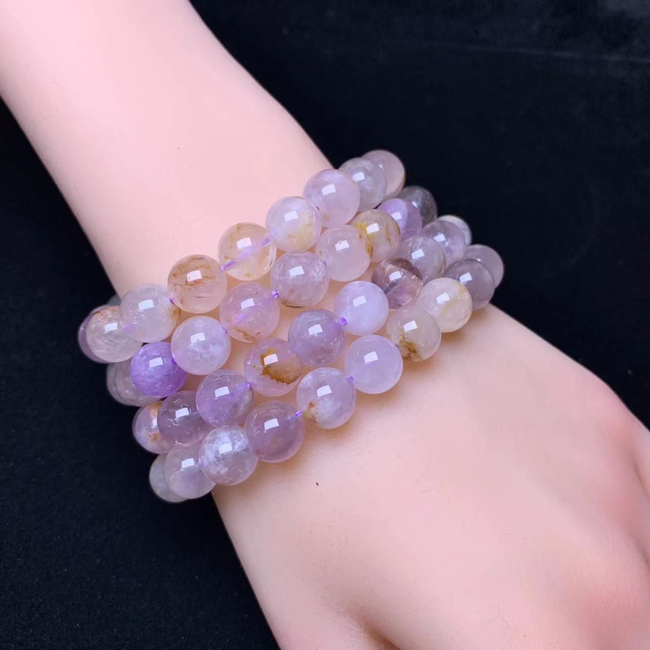 Pulsera de Pelo de Conejo Púrpura 9mm 1pc (SL646)