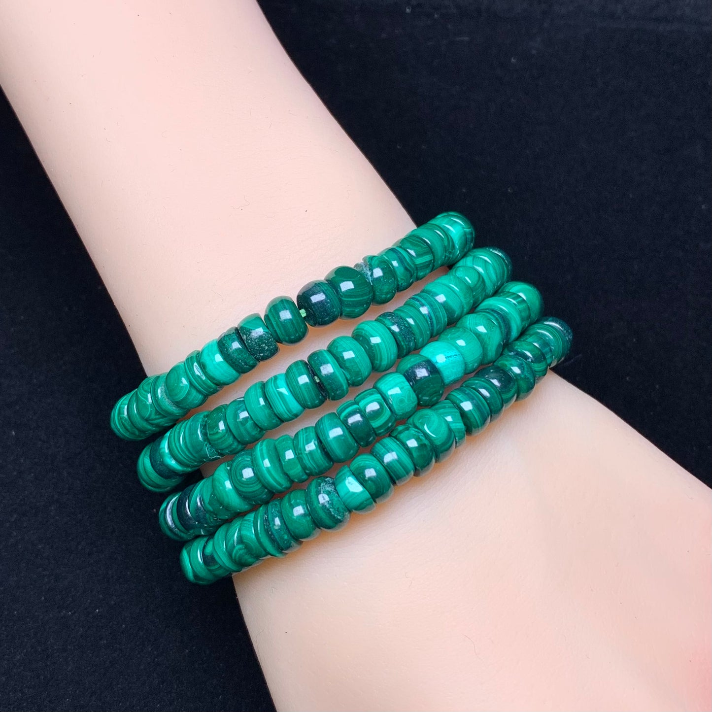 Malachite(with natural crackles) bracelet 7mm 1pc(SL661)