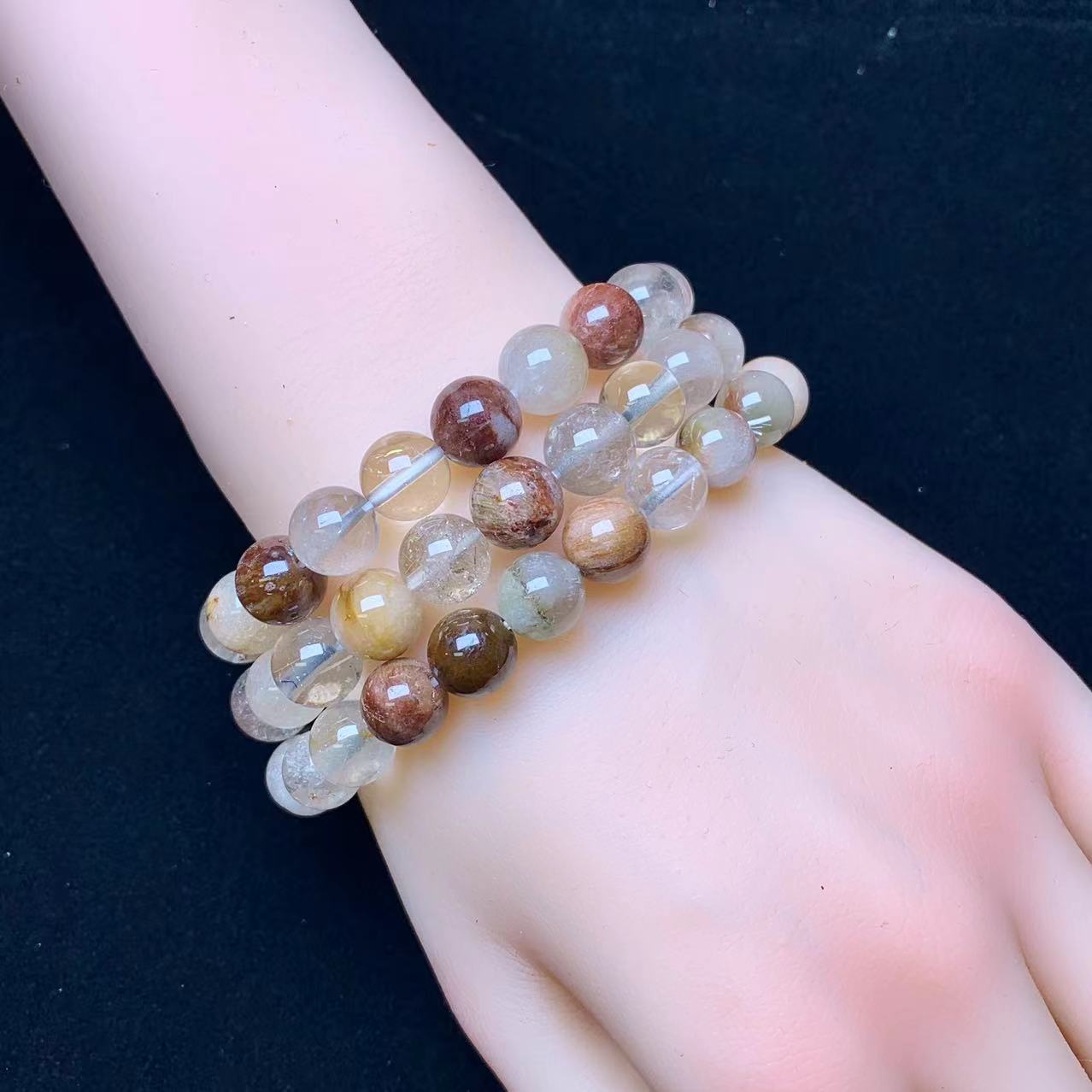 Rainbow Rabbit Hair Bracelet 9mm 1pc (SL700)