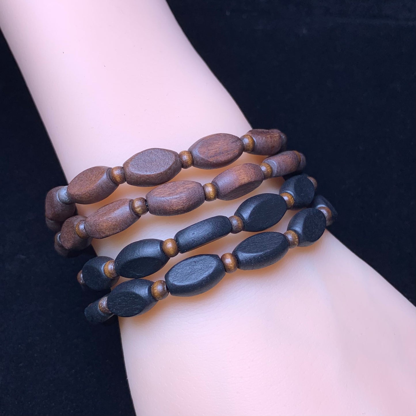 Coffee pine wood bracelet 7*12mm 1pc(SL675) Random