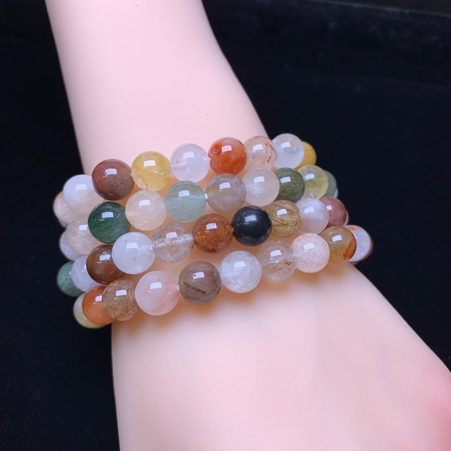 Rainbow rabbit hair bracelet 8mm 1pc(SL682)