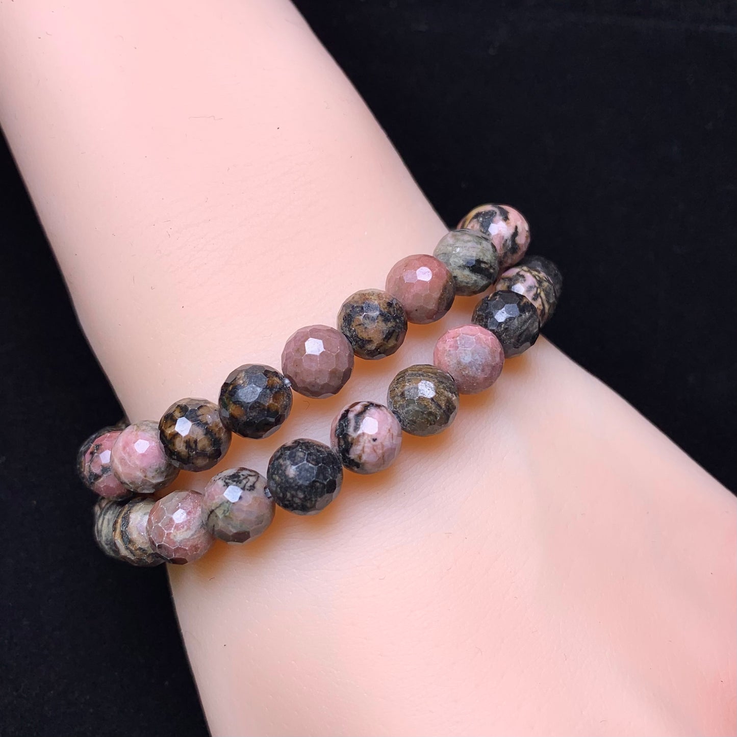 Rhodonited facet(enhanced)bracelet 8mm 1pc(SL684)