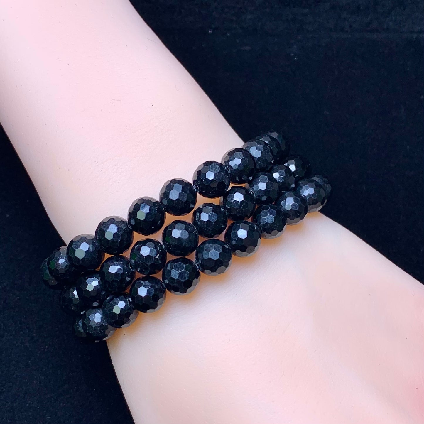 Black onyx facet bracelet 8mm 1pc(SL683)