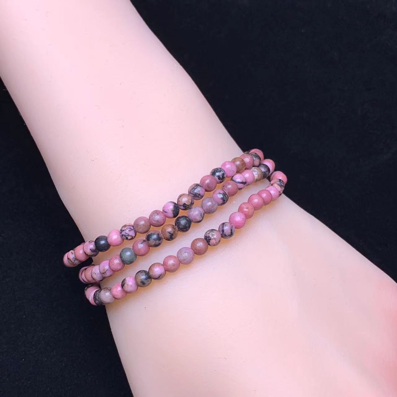 Rhodonited(enhanced) 3cirle bracelet 4mm 1pc (SL724)