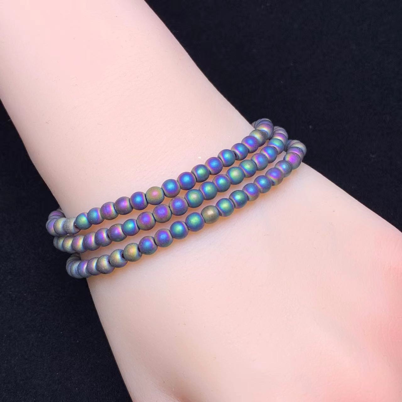 Matt Aura Hematite 3circle bracelet 4mm 1pc (SL741)