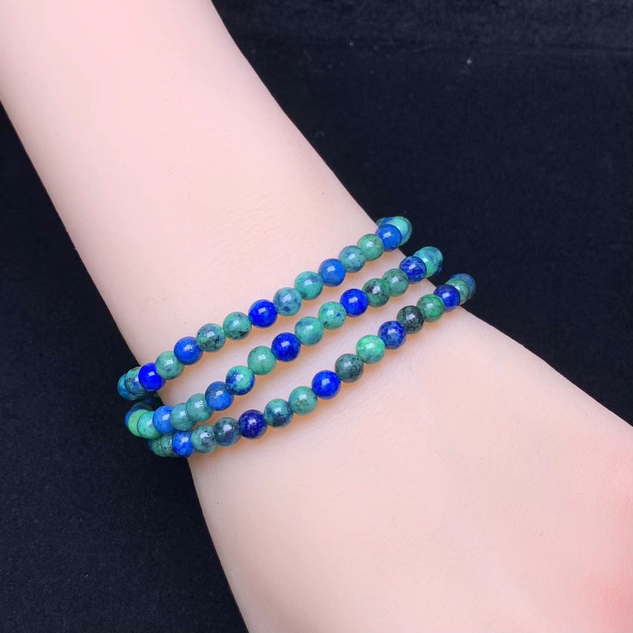 Chrysocolla (dyed) 3circle bracelet 4mm 1pc (SL735)