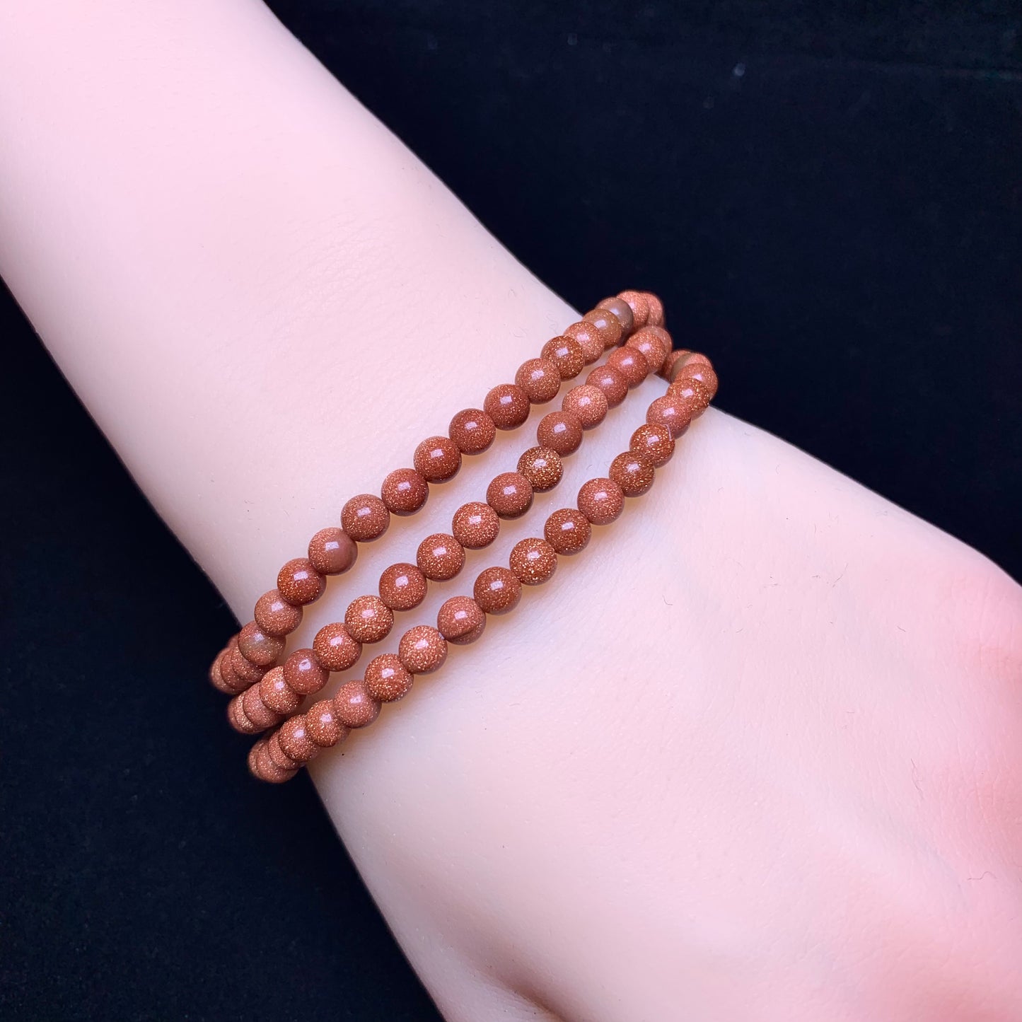 Golden sandstone(man-made) 3 circle bracelet 4mm 1pc(SL714)