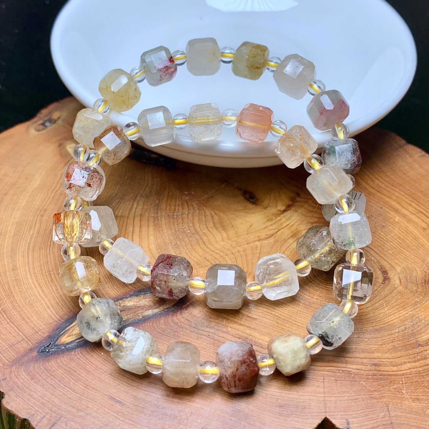 Garden quartz sugar cube bracelet 8mm 1pc(SL723)