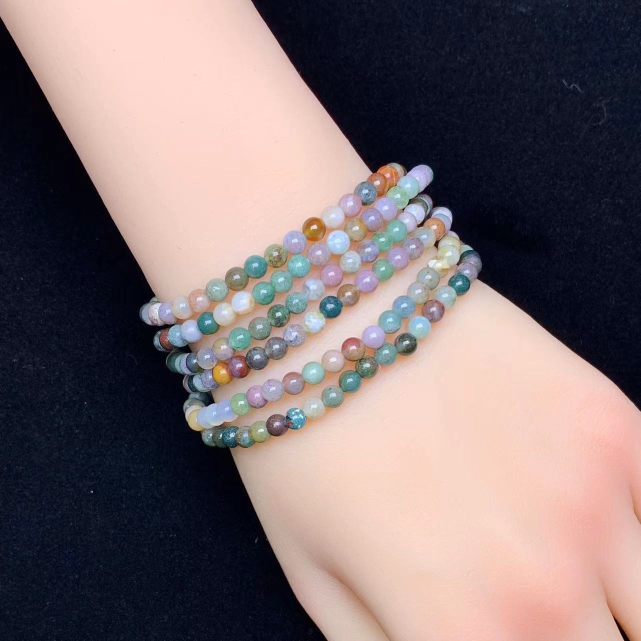 India Agate 3circle bracelet 4mm 1pc (SL776)