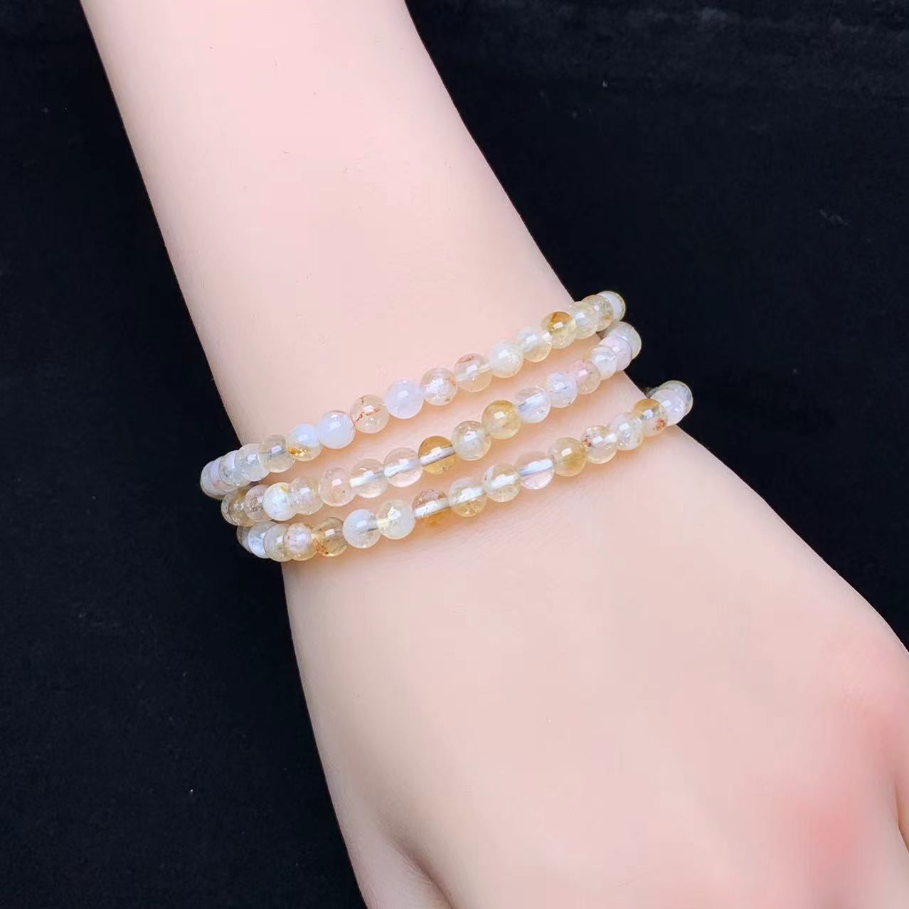 Milky Citrine( heat treated) 3circle bracelet 4mm 1pc (SL765)