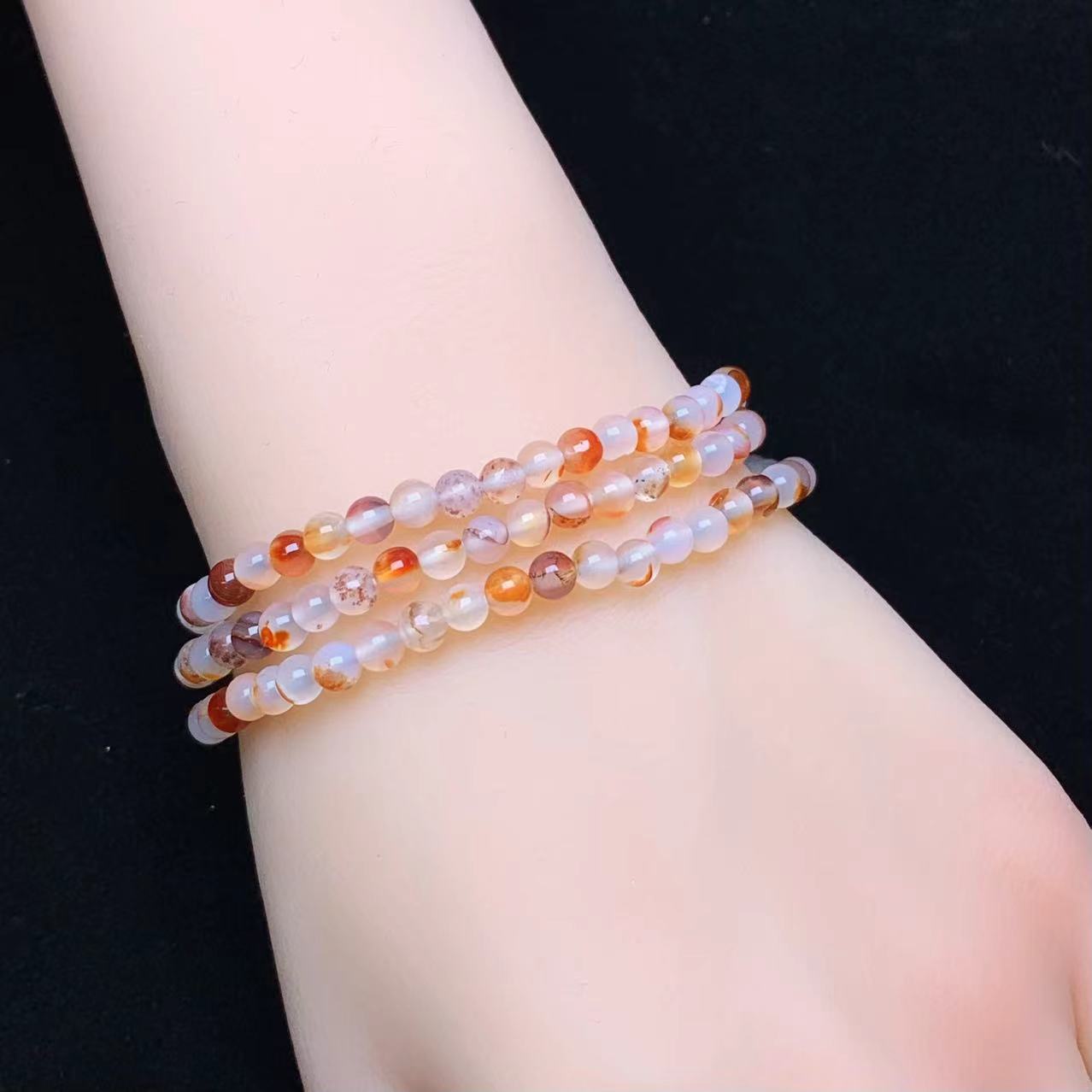 Red Flower Agate 3ciecle bracelet 4mm 1pc (SL766)
