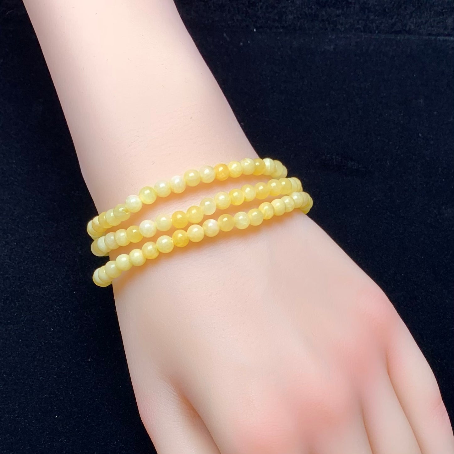 Honey calcite 3 circle bracelet 4mm 1pc(SL784)