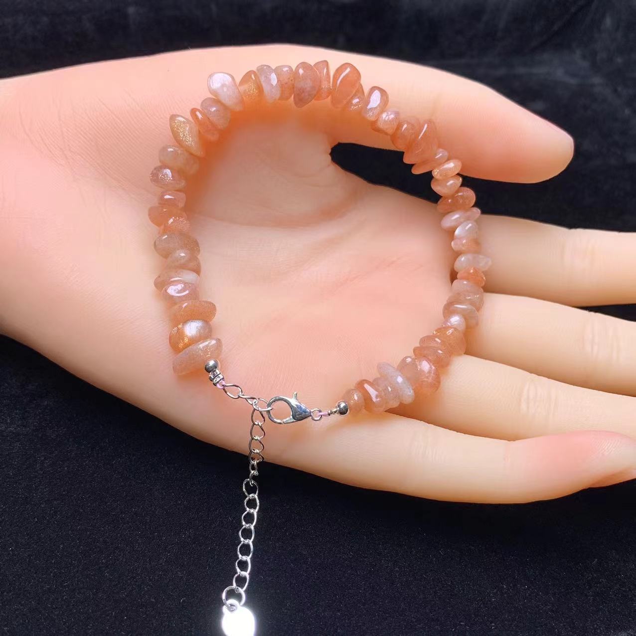 Peach moonstone chip bracelet 2pcs(SL808)