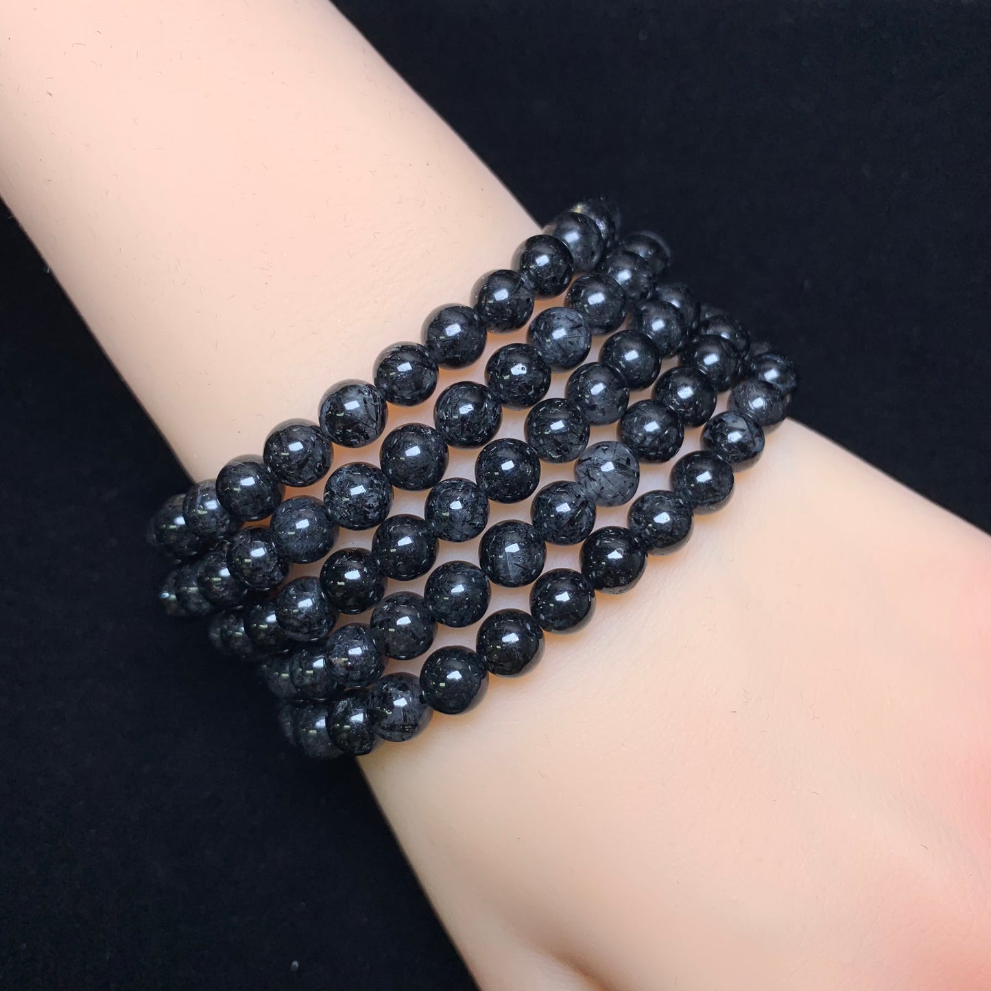 Full black rutile bracelet 6mm 1pc(SL948)