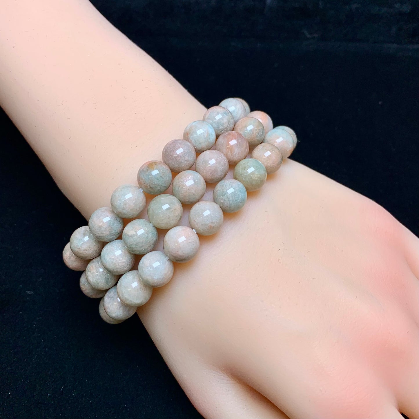 Amazonite symbiosis pink sakura rain rhodonited bracelet 9mm 1pc (SL961)
