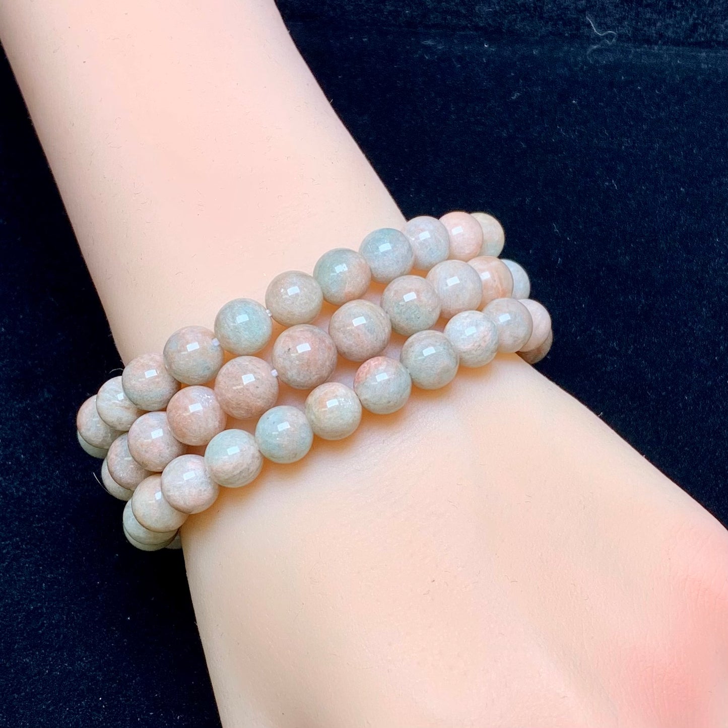 Amazonite symbiosis pink sakura rain rhodonited bracelet 8mm 1pc (SL951)