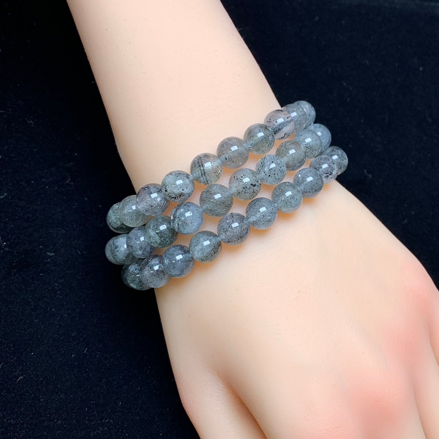 Black mica bracelet 8MM 1pc (SL944)