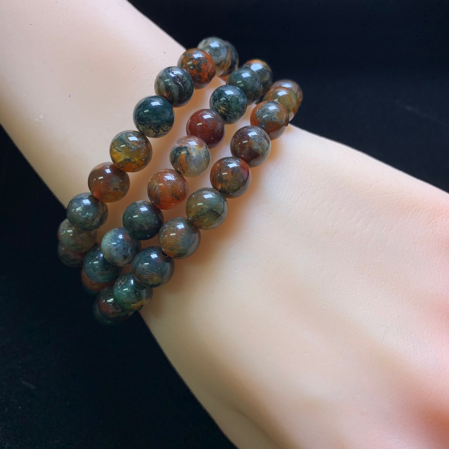 Armband aus rotem Ölmoosachat, 8mm (SL992)