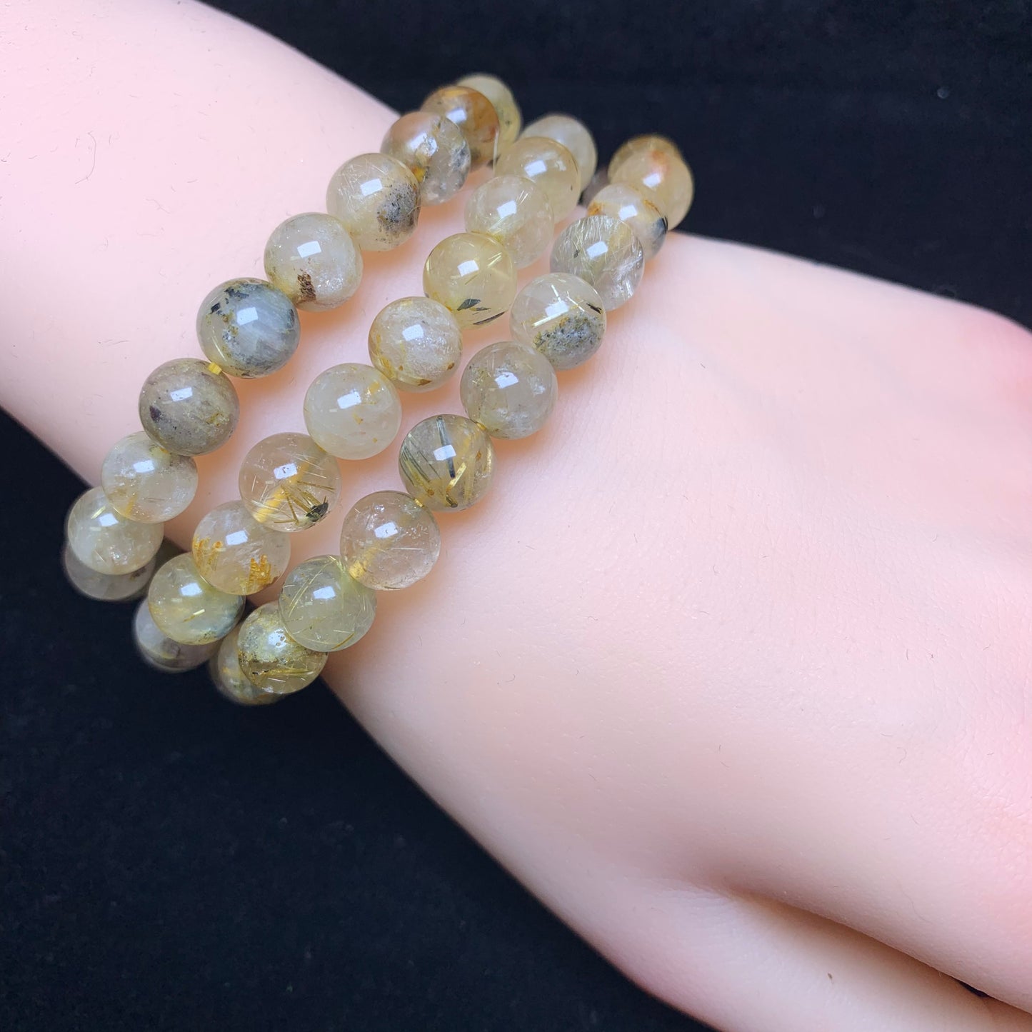 Pulsera de Cuarzo Rutilado (recubierto de cera amarilla) 8mm (SL999)