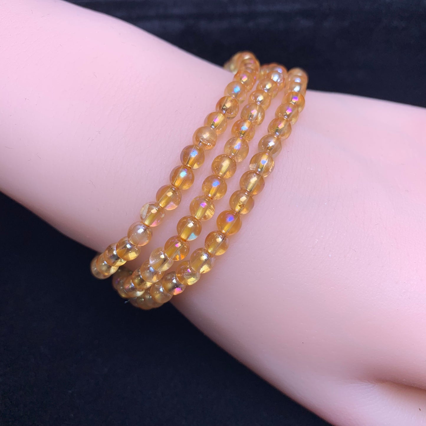 Auar golden clear quartz 3 circle bracelet 4mm 1pc (SL1031)