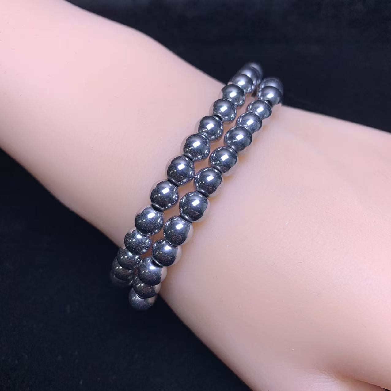 Silver hematite bracelet 6mm 1pc (SL1047)