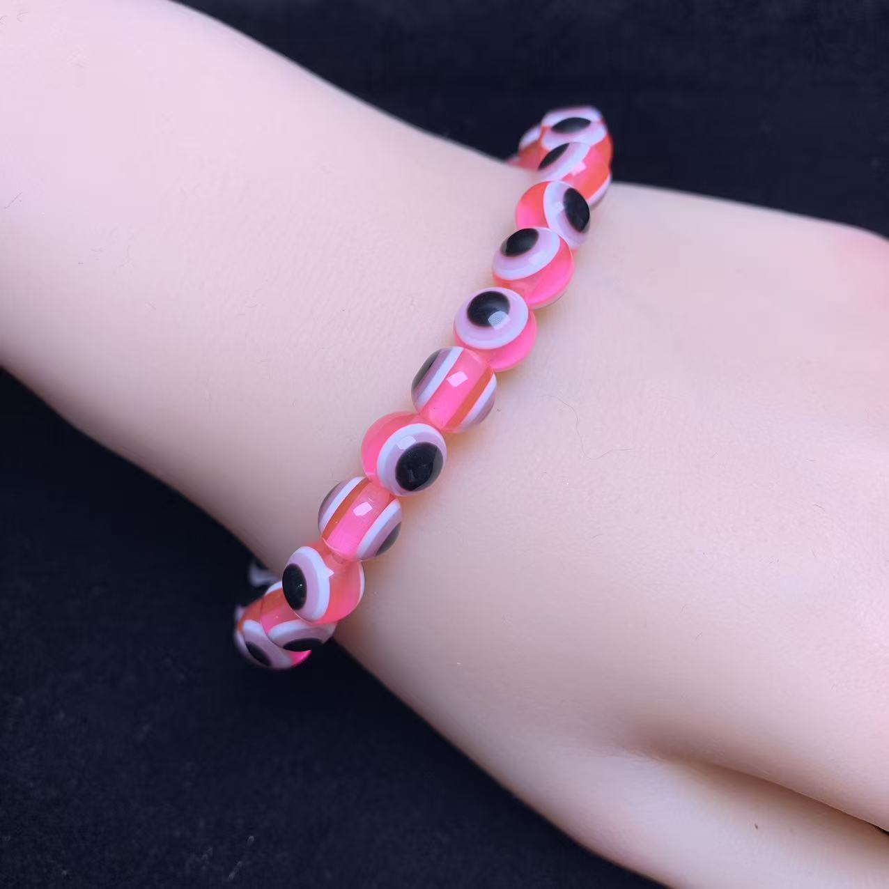 Rosa Harz Armband mit Evil Eye (künstlich) 8mm 1 Stk. (SL1075)