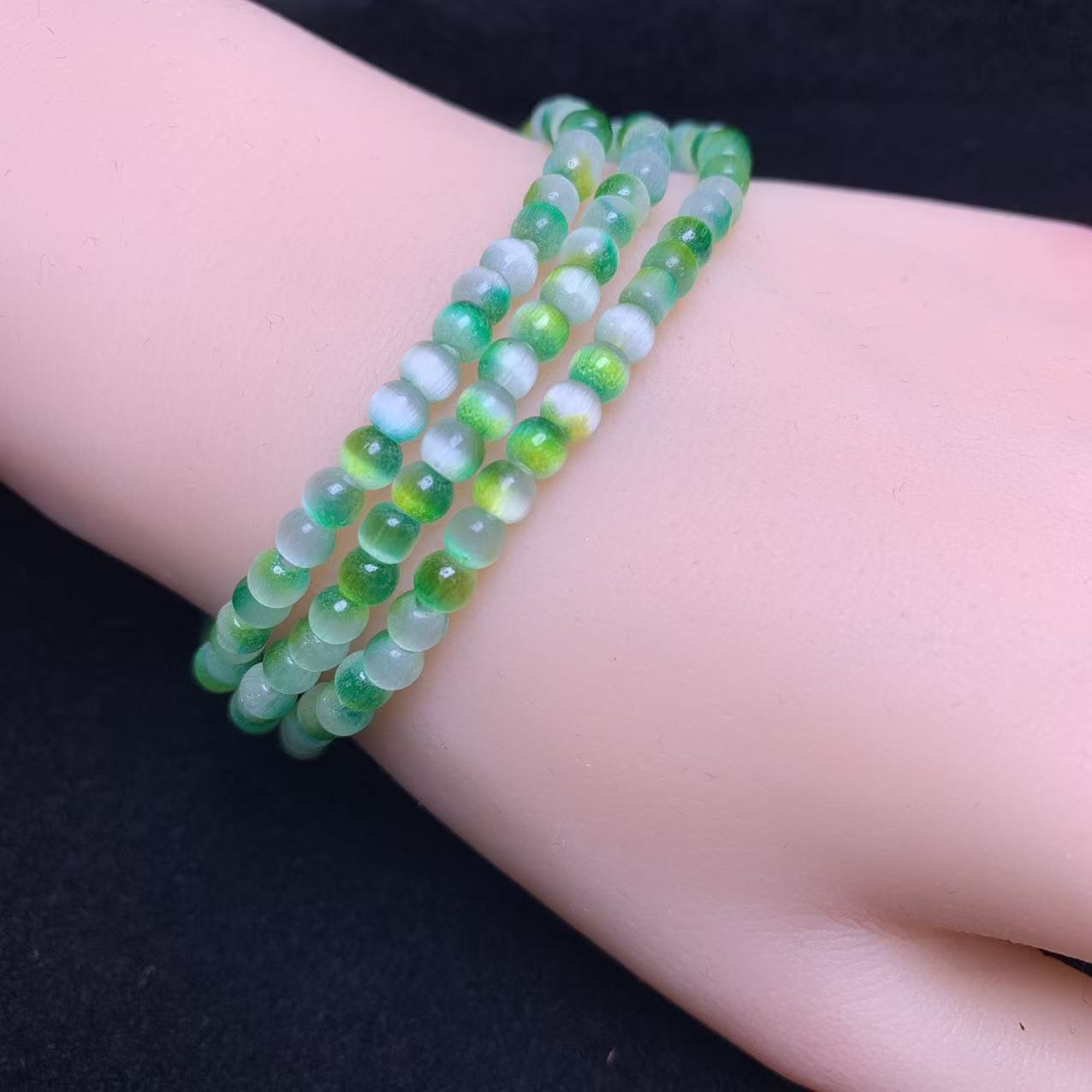 Pulsera de ojo de gato de vidrio lima 4mm 1pc(SL1087)