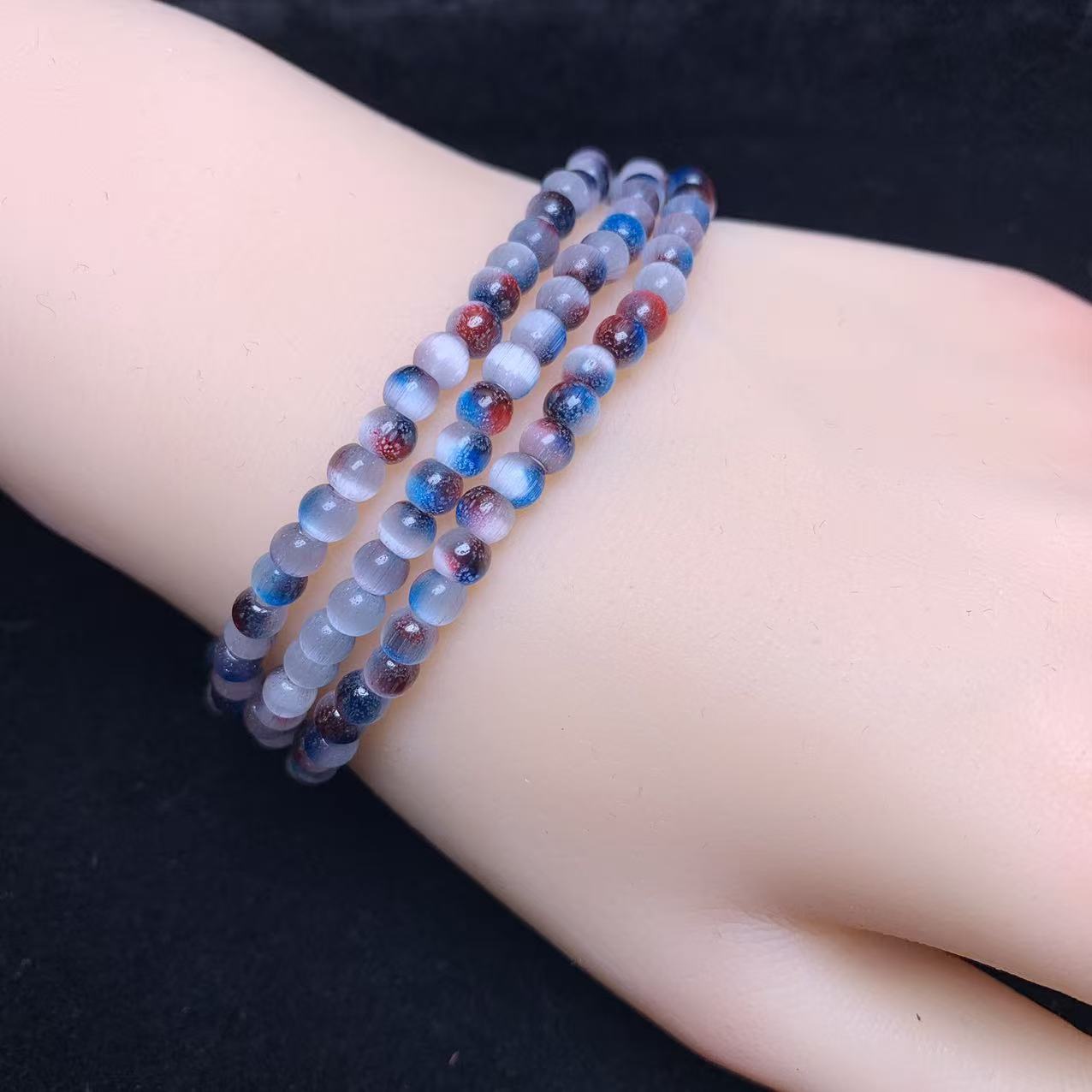 Glas Feuer Eis Katzenaugen Armband 4mm 1 Stk (SL1088)