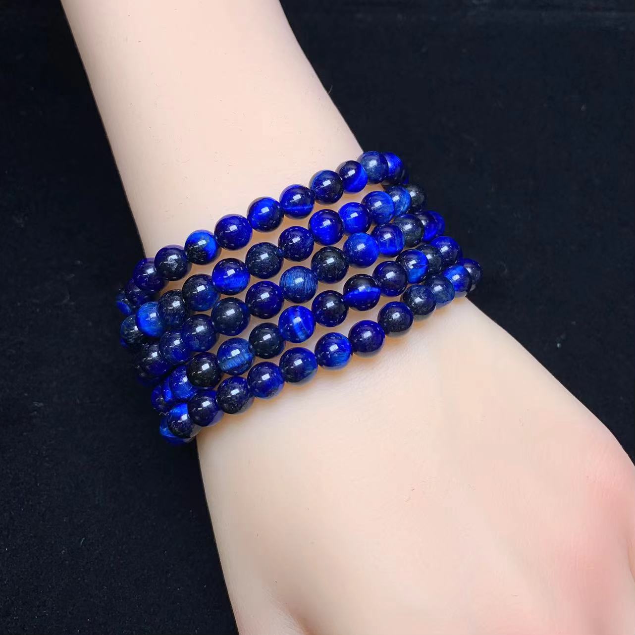 Navy blue tiger eye(dyed) bracelet 6mm 1pc(SL942)