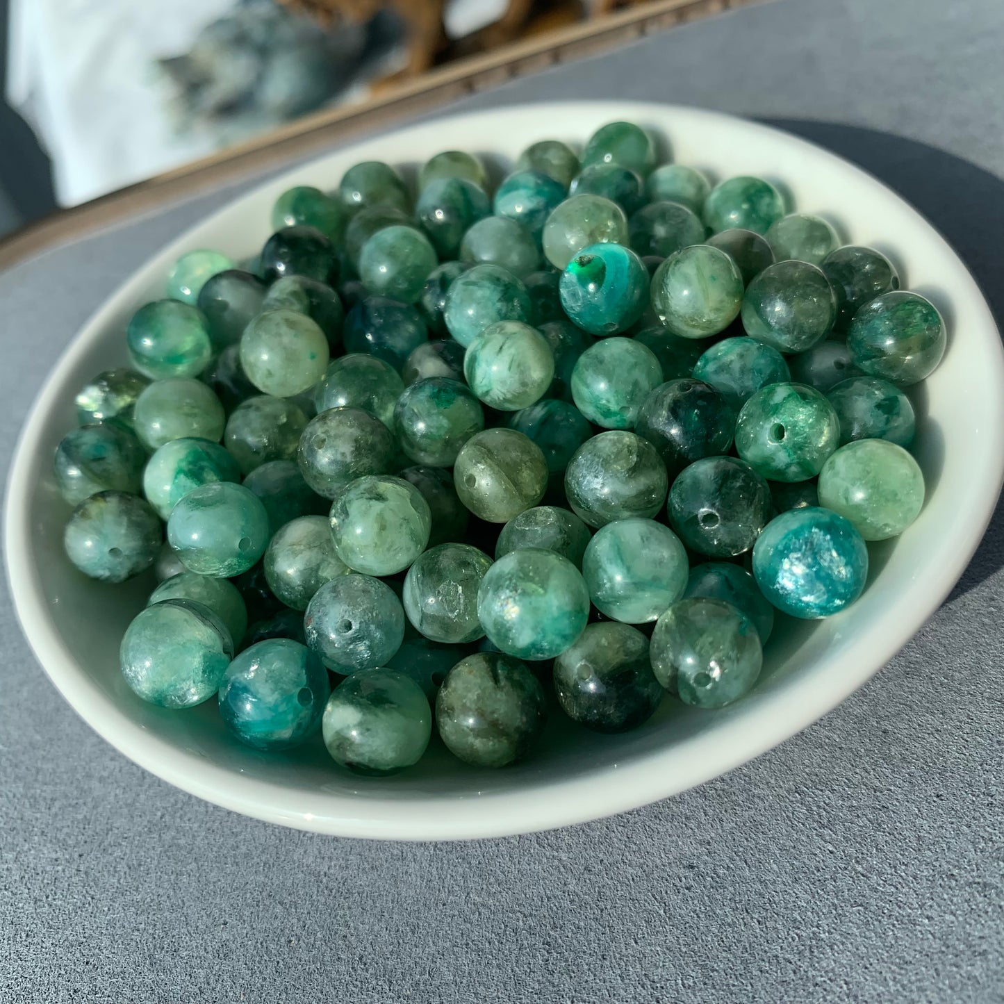 Jelly Green Emerald Quartz bead 120pcs_9mm/1bowl (VIP102)