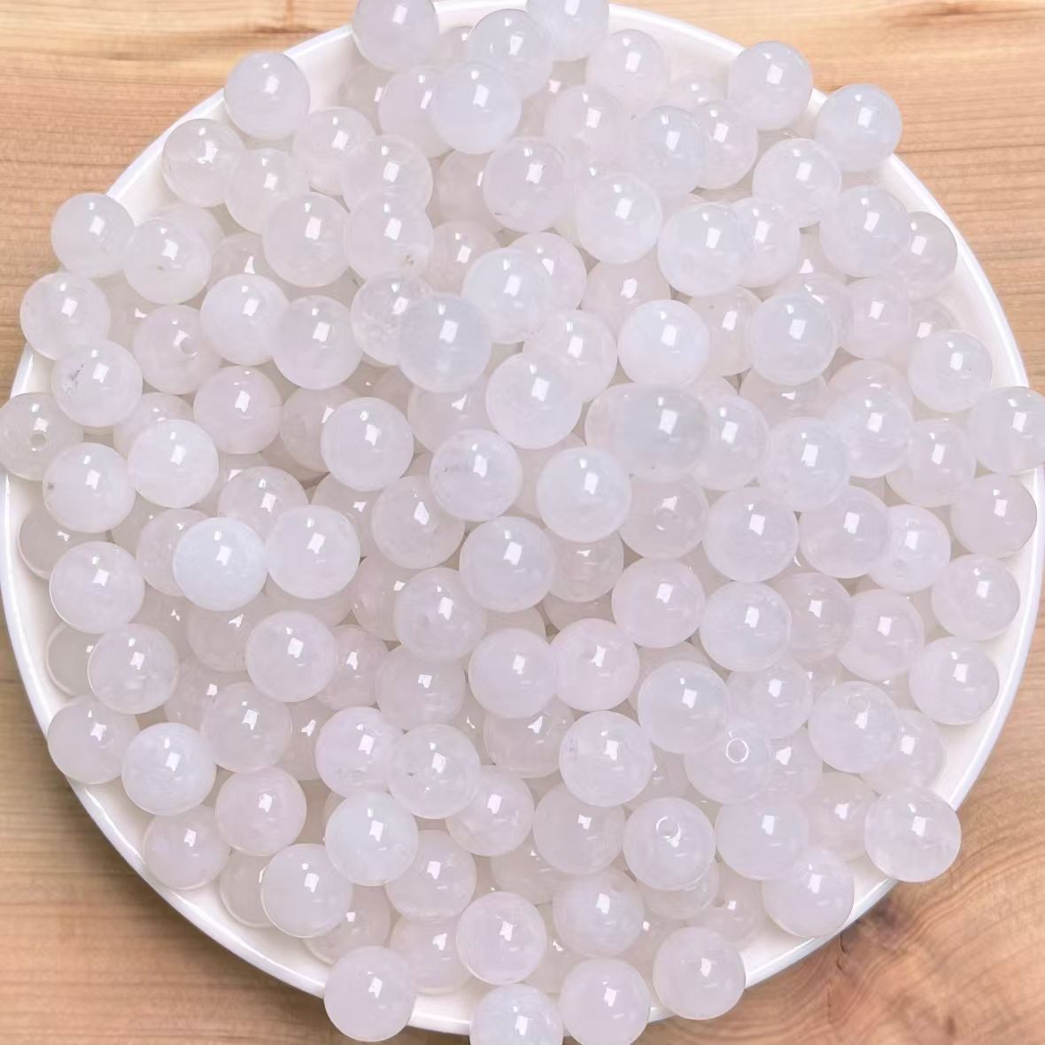 White Chalcedony BUY 1 GET 1 FREE bead 132pcs_ 8mm 1 bow(BOGO32)