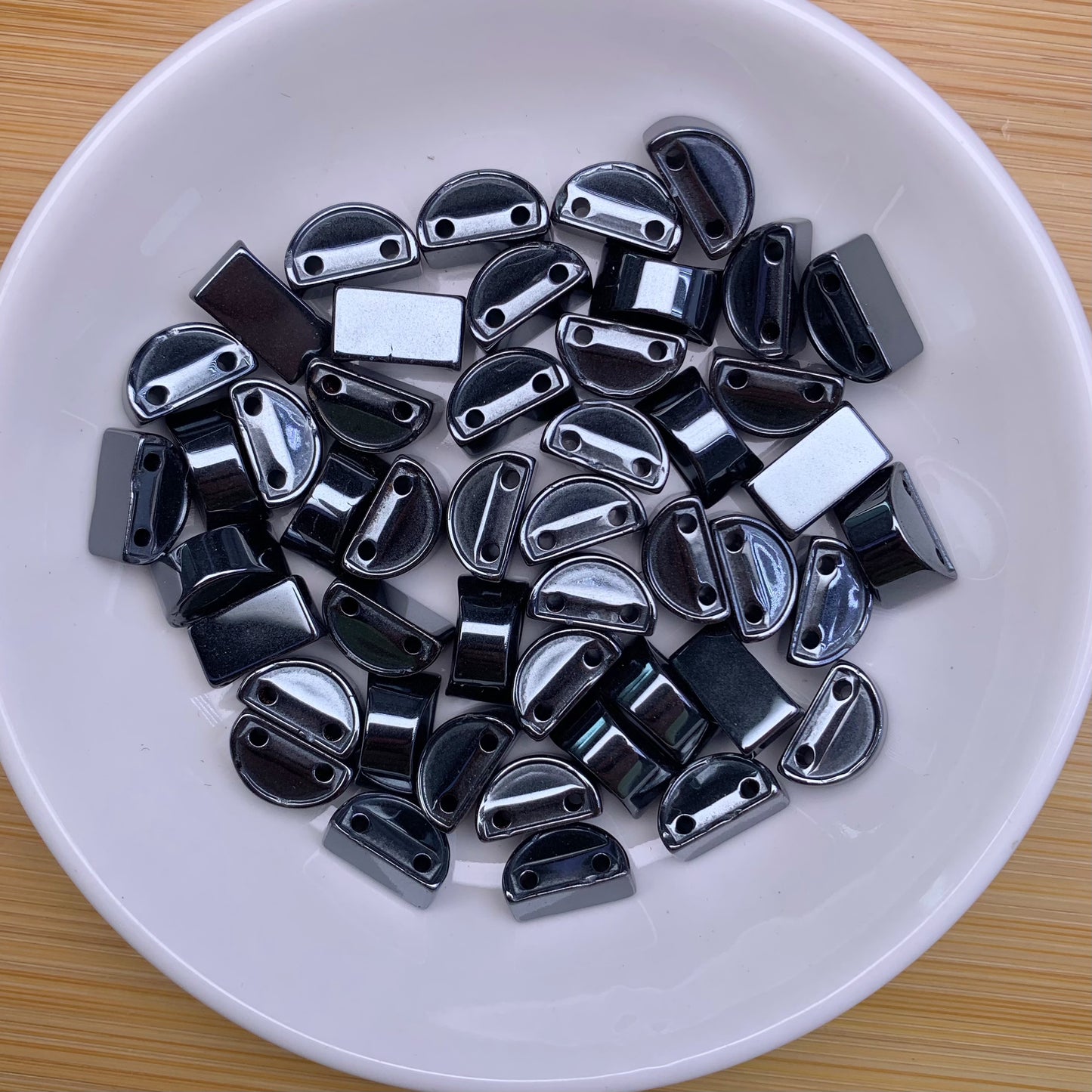 Hematite Double Hole(L) 6*12MM bead 156pcs_ 1 bowl (HEM15)