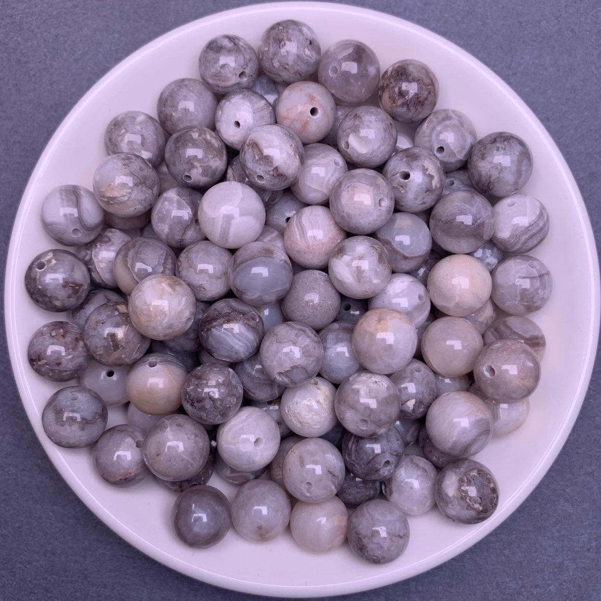 Grey Lace Agate bead 108pcs_ 1 bowl 10mm -(AGA42)