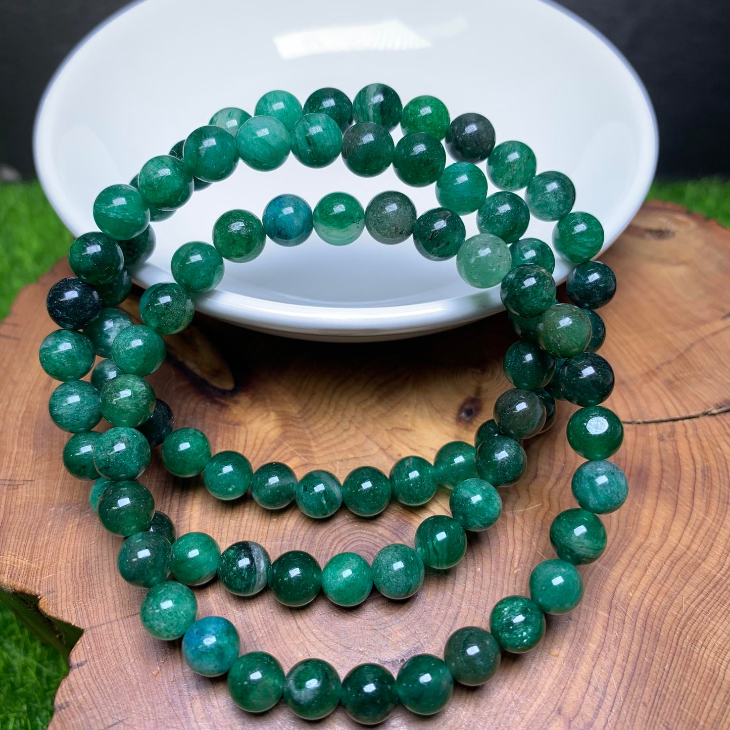 Green Mica bracelet 6mm 1pc (SL28)