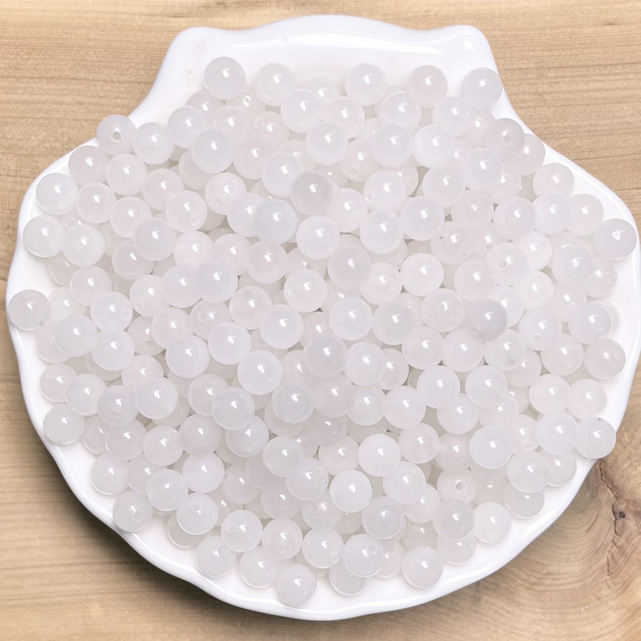 White Chalcedony BUY 1 GET 1 FREE crystal bead 168pcs_ 1 bowl 6mm(BOGO66)