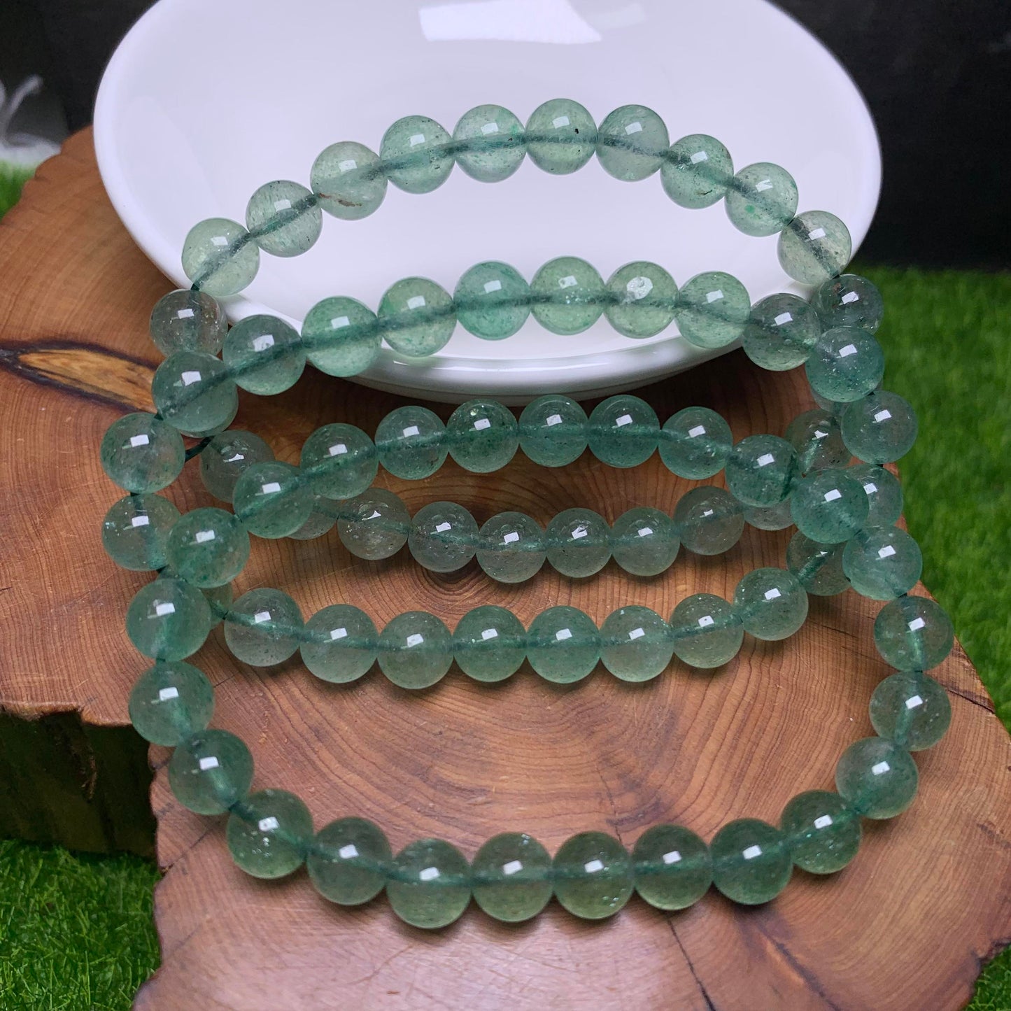 (HQ)Green Strawberry Quartz bracelet 7mm 1pc(SL83)