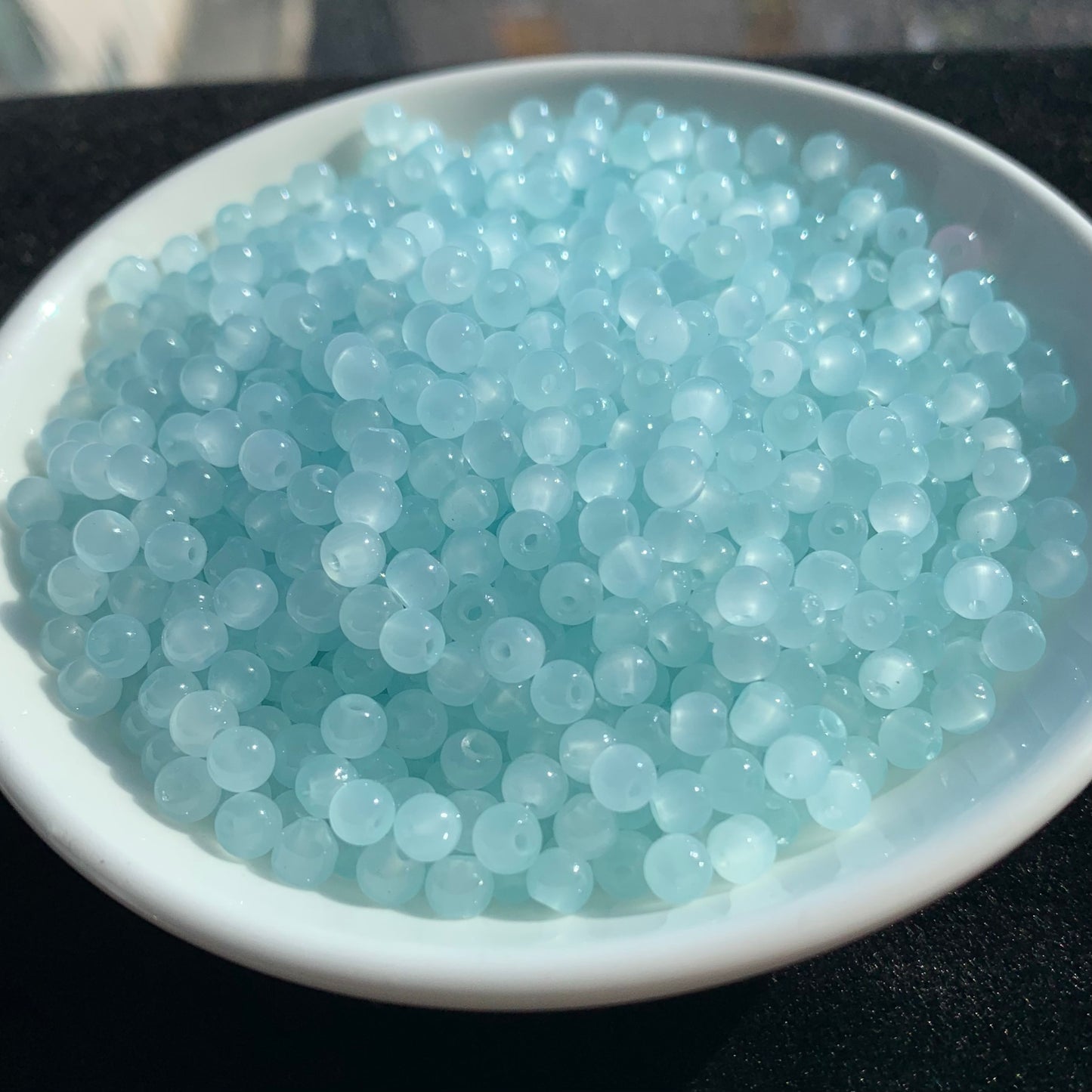 Ice Blue Glass Cat EYE 4MM BOGO 320pcs/11spoon——BUY 1 GET 1 FREE bead (BOGO96)