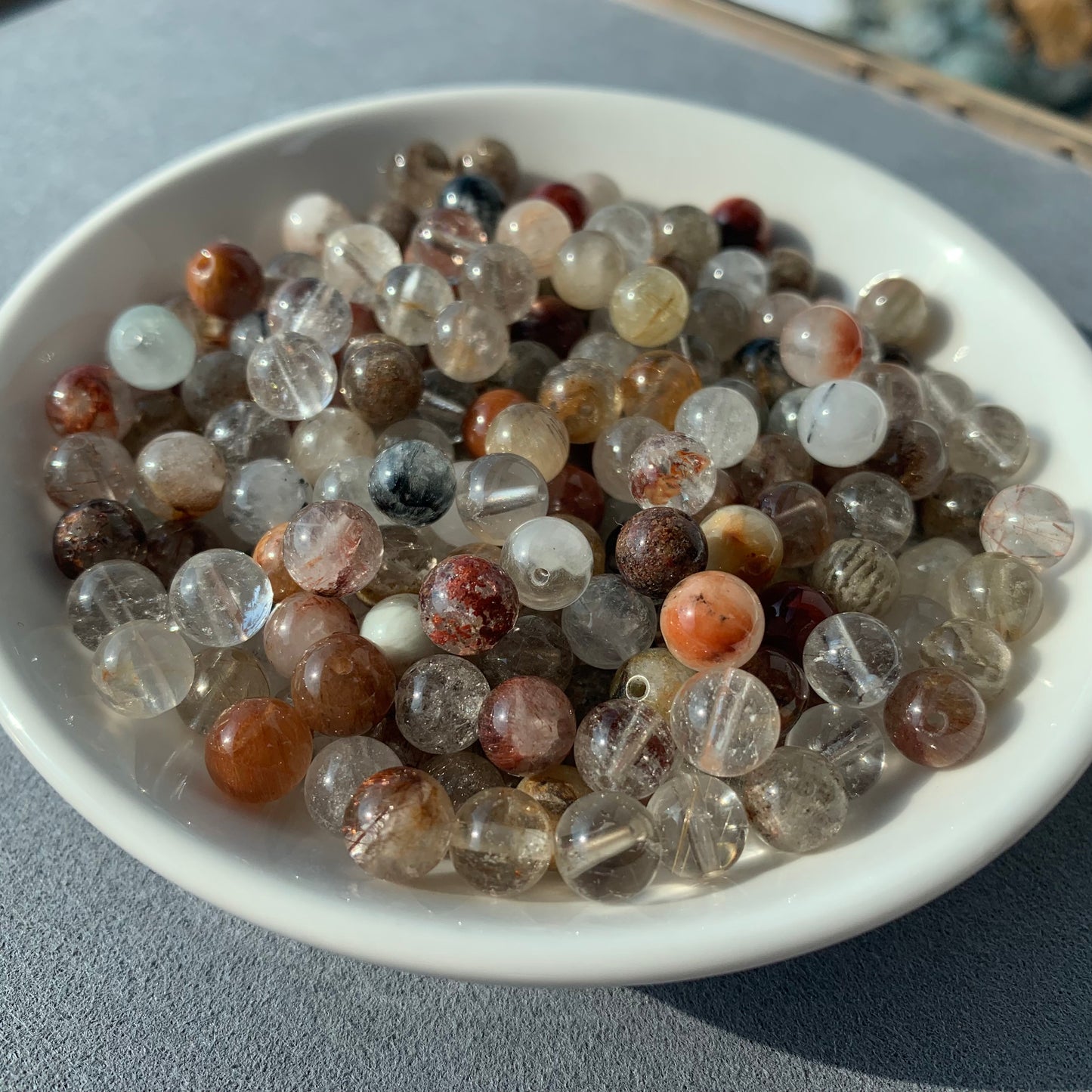 Rainbow Rutile Symbiosis Garden Quartz bead 144pcs _7mm/1bowl (VIP109)