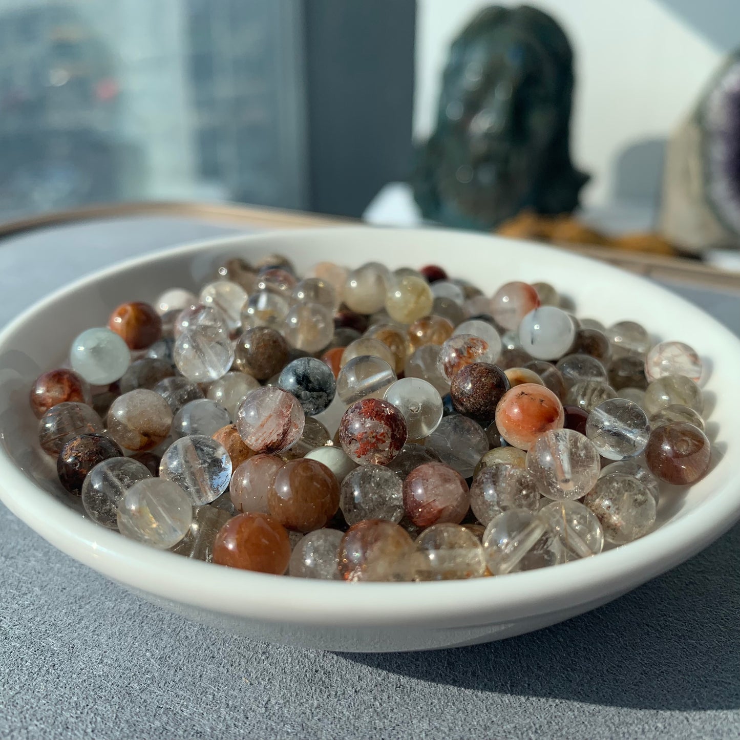Rainbow Rutile Symbiosis Garden Quartz bead 144pcs _7mm/1bowl (VIP109)