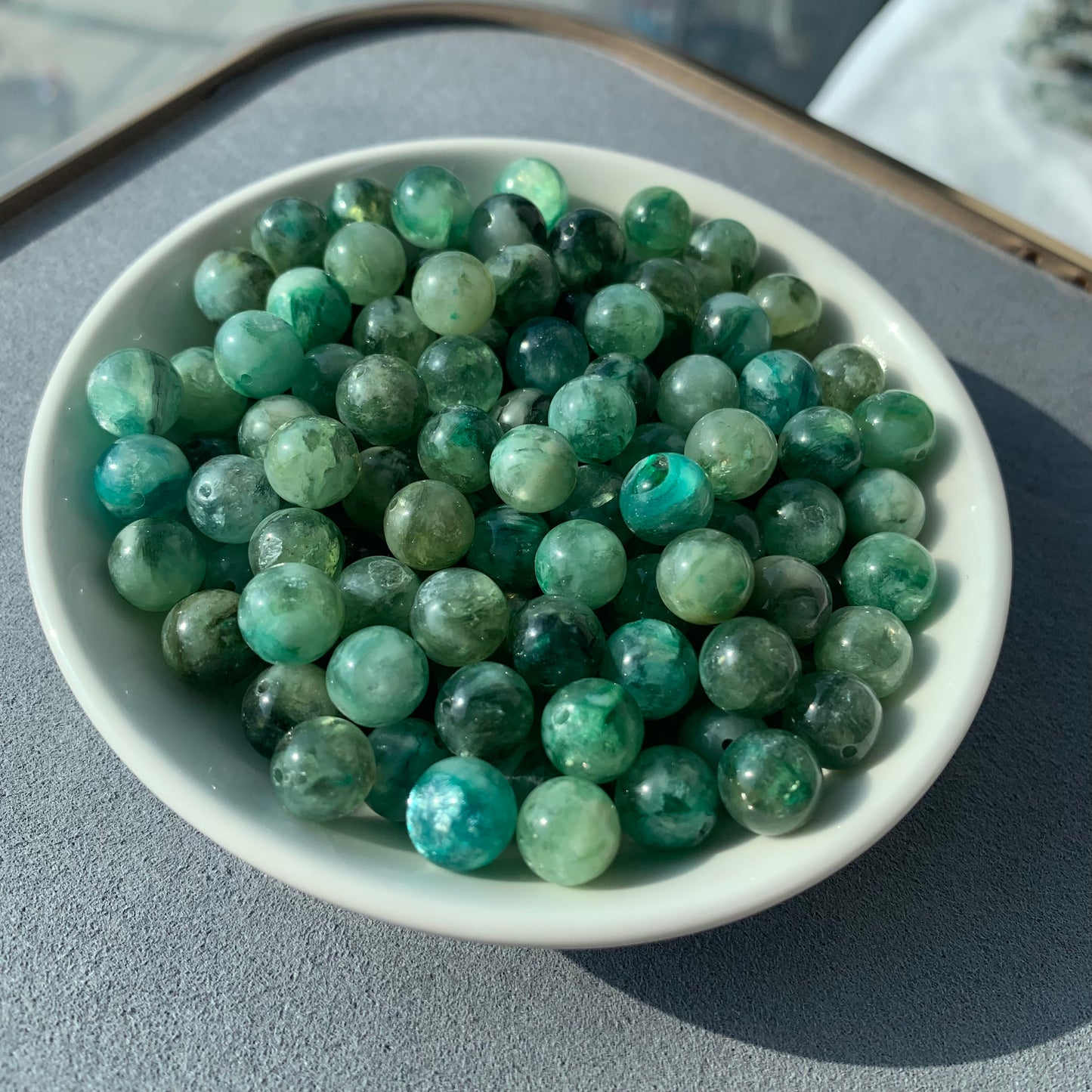 Jelly Green Emerald Quartz bead 120pcs_9mm/1bowl (VIP102)